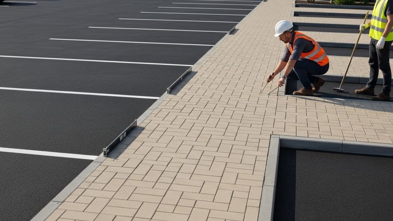 استلام اعمال الاسفلت والانترلوك للمواقف والممرات