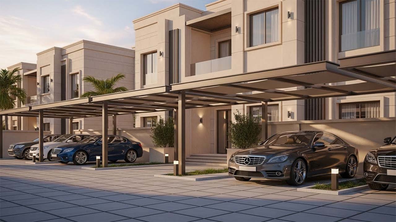 تصميم مواقف السيارات والمظلات امام البيت