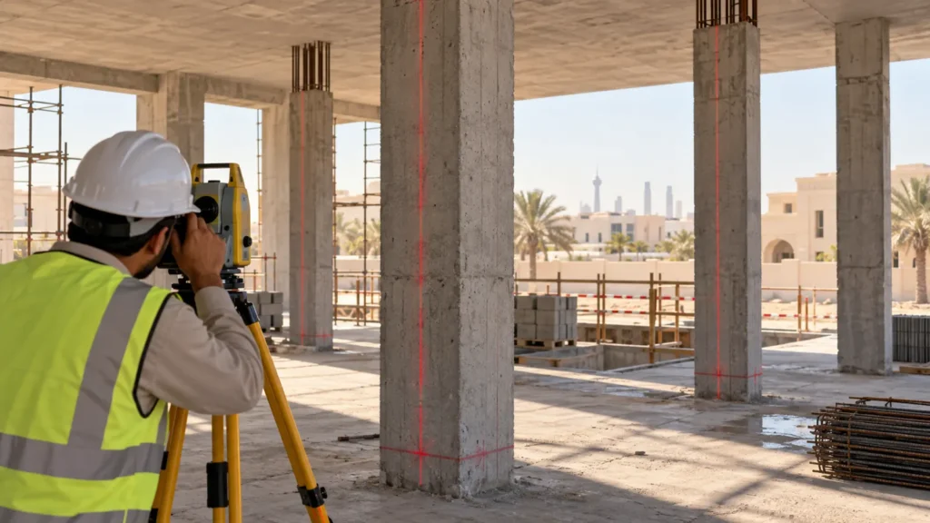 فحص استقامة الأعمدة الخرسانية