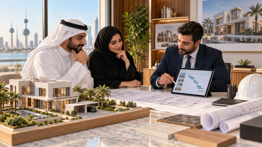 تخطيط ميزانية قرض بناء في الكويت أمام مخطط فيلا